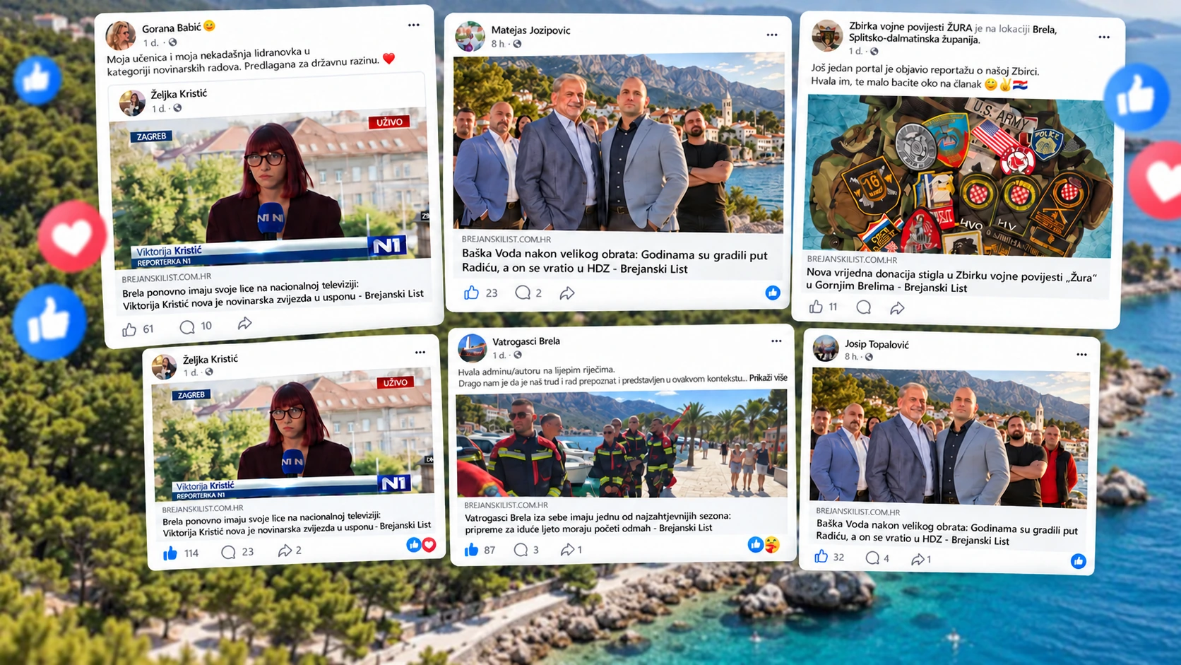 Objave i dijeljenja priča Brejanskog lista na Facebooku
